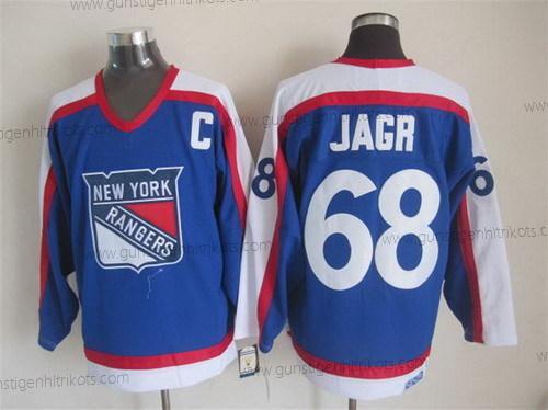 Herren New York Rangers #68 Jaromir Jagr With Retro CCM Trikots – Blau Weiß