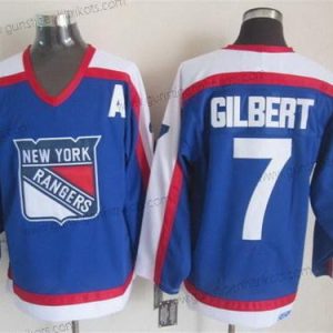 Herren New York Rangers #7 Rod Gilbert With Retro CCM Trikots – Blau Weiß