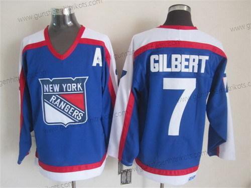 Herren New York Rangers #7 Rod Gilbert With Retro CCM Trikots – Blau Weiß