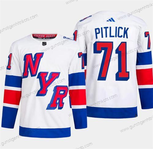 Herren New York Rangers #71 Tyler Pitlick 2024 Stadium Series Strickerei Trikots – Weiß