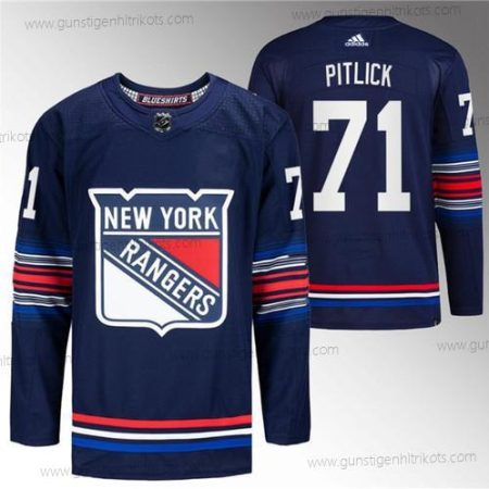 Herren New York Rangers #71 Tyler Pitlick Strickerei Trikots – Marineblau