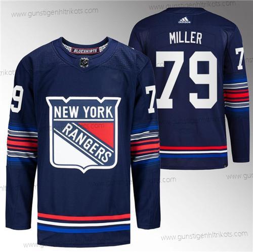 Herren New York Rangers #79 K’Andre Miller Strickerei Trikots – Marineblau