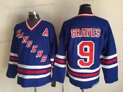 Herren New York Rangers #9 Adam Graves 1990-91 CCM Vintage Trikots – Blau