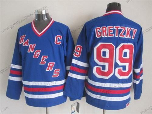 Herren New York Rangers #99 Wayne Gretzky 1993 Retro CCM Trikots – Blau