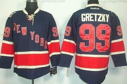 Herren New York Rangers #99 Wayne Gretzky Ausweichtrikot 85Th Trikots – Marineblau Blau