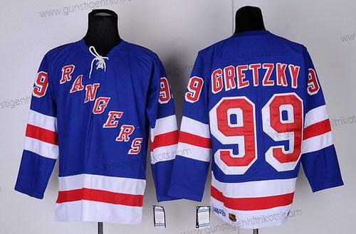 Herren New York Rangers #99 Wayne Gretzky Retro CCM Trikots – Blau