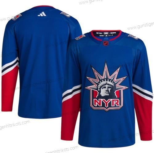 Herren New York Rangers Leer 2022-23 Rückseite Retro Strickerei Trikots – Blau