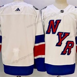 Herren New York Rangers Leer 2024 Stadium Series Strickerei Trikots – Weiß