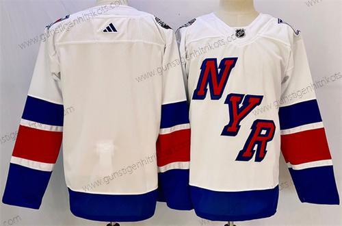 Herren New York Rangers Leer 2024 Stadium Series Strickerei Trikots – Weiß