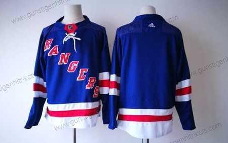 Herren New York Rangers Leer Royal Heimtrikots 2017-2018 Hockey Strickerei NHL Trikots – Blau