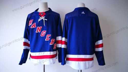 Herren New York Rangers Leer Royal Heimtrikots 2017-2018 Hockey Strickerei NHL Trikots – Blau