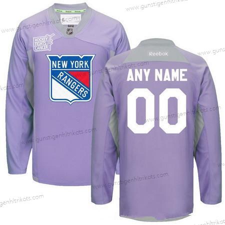 Herren New York Rangers Personalisiertes Reebok Hockey Bekämpft Krebs Praxis Trikots – Lila Rosa