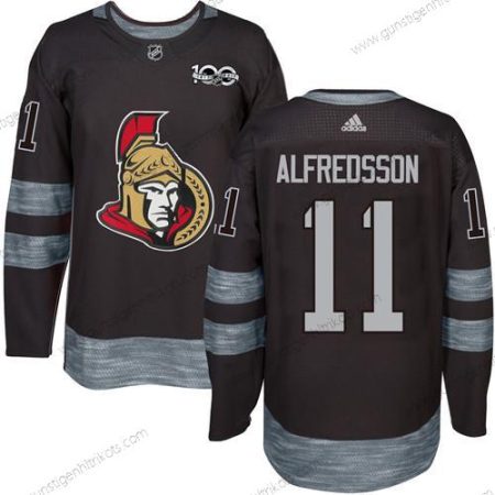 Herren Ottawa Senators #11 Daniel Alfredsson 1917-2017 100th Jahrestag Strickerei NHL Trikots – Schwarz