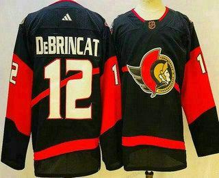 Herren Ottawa Senators #12 Alex Debrincat 2022 Rückseite Retro Authentisch Trikots – Schwarz