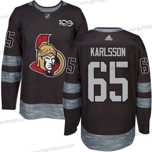 Herren Ottawa Senators #65 Erik Karlsson 1917-2017 100th Jahrestag Strickerei NHL Trikots – Schwarz