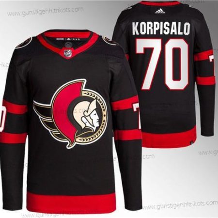 Herren Ottawa Senators #70 Joonas Korpisalo Strickerei Trikots – Schwarz