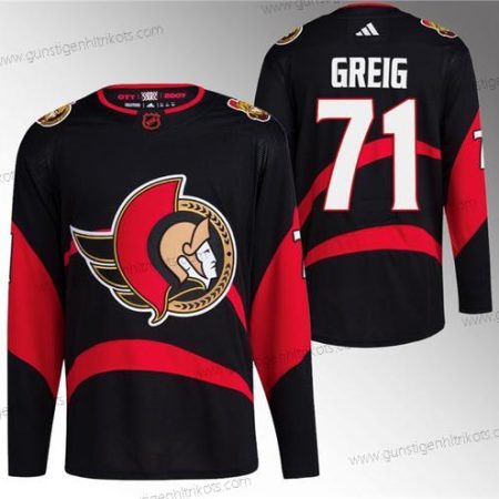 Herren Ottawa Senators #71 Ridly Greig Rückseite Retro Strickerei Trikots – Schwarz