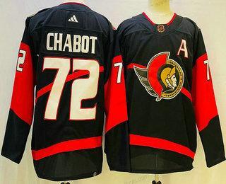 Herren Ottawa Senators #72 Thomas Chabot 2022 Rückseite Retro Authentisch Trikots – Schwarz