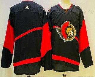 Herren Ottawa Senators Leer 2022 Rückseite Retro Authentisch Trikots – Schwarz