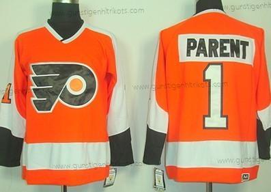 Herren Philadelphia Flyers #1 Bernie Parent Retro CCM Trikots – Orange