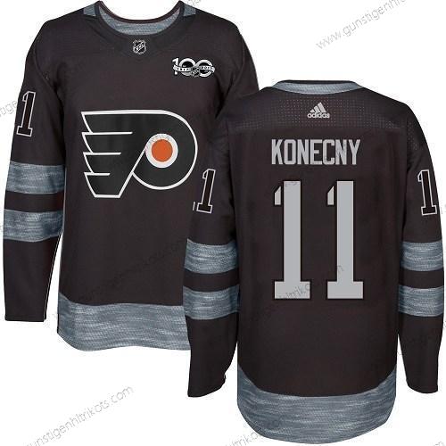 Herren Philadelphia Flyers #11 Travis Konecny 1917-2017 100th Jahrestag Strickerei NHL Trikots – Schwarz