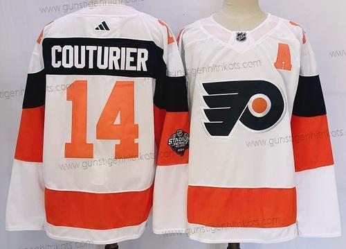 Herren Philadelphia Flyers #14 Sean Couturier 2024 Stadium Series Strickerei Trikots – Weiß