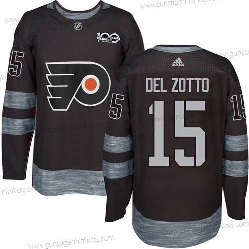 Herren Philadelphia Flyers #15 Michael Del Zotto 1917-2017 100th Jahrestag Strickerei NHL Trikots – Schwarz