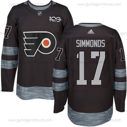 Herren Philadelphia Flyers #17 Wayne Simmonds 1917-2017 100th Jahrestag Strickerei NHL Trikots – Schwarz