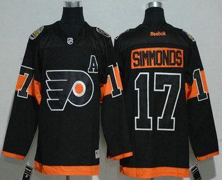 Herren Philadelphia Flyers #17 Wayne Simmonds 2017 Stadium Series Strickerei NHL Reebok Hockey Trikots – Schwarz