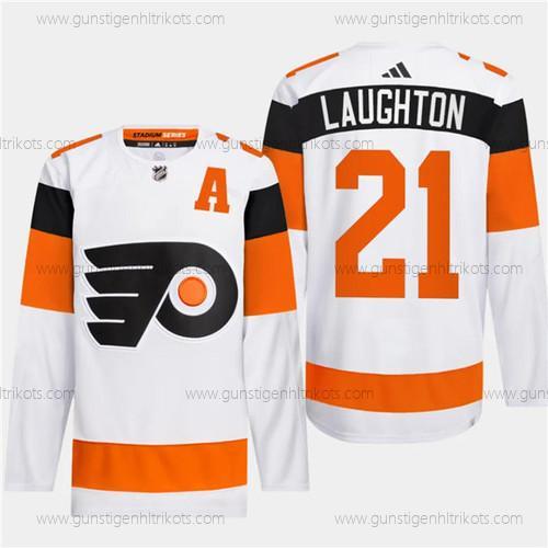 Herren Philadelphia Flyers #21 Scott Laughton 2024 Stadium Series Strickerei Trikots – Weiß