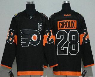 Herren Philadelphia Flyers #28 Claude Giroux 2017 Stadium Series Strickerei NHL Reebok Hockey Trikots – Schwarz