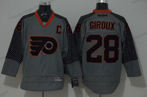 Herren Philadelphia Flyers #28 Claude Giroux Charcoal Trikots – Grau