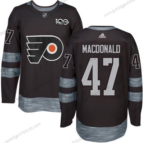 Herren Philadelphia Flyers #47 Andrew Macdonald 1917-2017 100th Jahrestag Strickerei NHL Trikots – Schwarz