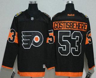 Herren Philadelphia Flyers #53 Shayne Gostisbehere 2017 Stadium Series Strickerei NHL Reebok Hockey Trikots – Schwarz