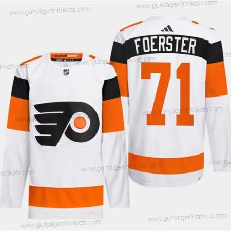 Herren Philadelphia Flyers #71 Tyson Foerster 2024 Stadium Series Strickerei Trikots – Weiß