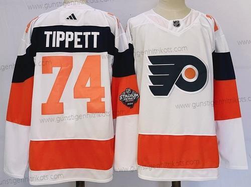 Herren Philadelphia Flyers #74 Owen Tippett 2024 Stadium Series Strickerei Trikots – Weiß