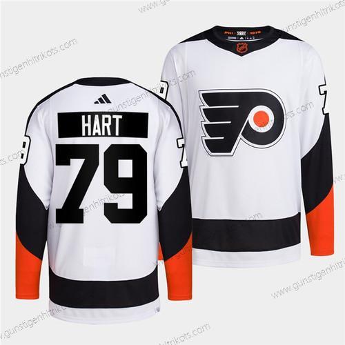 Herren Philadelphia Flyers #79 Carter Hart 2022 Rückseite Retro Strickerei Trikots – Weiß