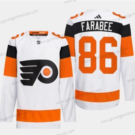 Herren Philadelphia Flyers #86 Joel Farabee 2024 Stadium Series Strickerei Trikots – Weiß