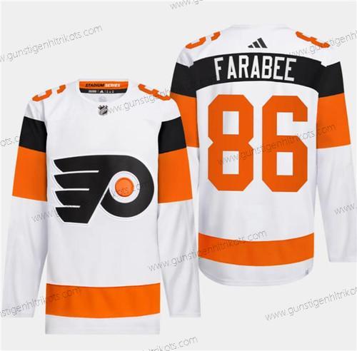 Herren Philadelphia Flyers #86 Joel Farabee 2024 Stadium Series Strickerei Trikots – Weiß