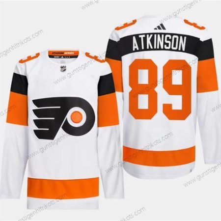 Herren Philadelphia Flyers #89 Cam Atkinson 2024 Stadium Series Strickerei Trikots – Weiß