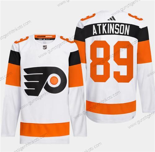 Herren Philadelphia Flyers #89 Cam Atkinson 2024 Stadium Series Strickerei Trikots – Weiß