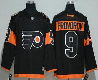 Herren Philadelphia Flyers #9 Ivan Provorov 2017 Stadium Series Strickerei NHL Reebok Hockey Trikots – Schwarz