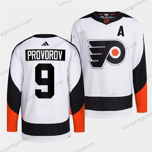 Herren Philadelphia Flyers #9 Ivan Provorov 2022 Rückseite Retro Strickerei Trikots – Weiß