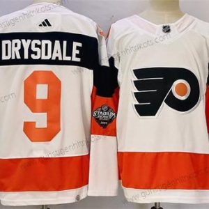 Herren Philadelphia Flyers #9 Jamie Drysdale 2024 Stadium Series Strickerei Trikots – Weiß