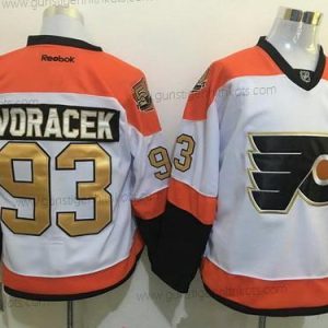 Herren Philadelphia Flyers #93 Jakub Voracek 50Th Jahrestag Strickerei NHL Reebok Hockey Trikots – Weiß Gold