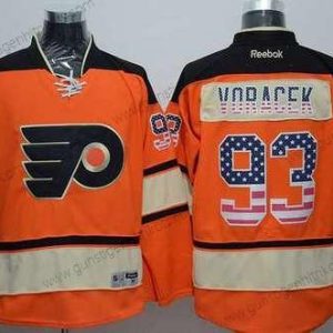 Herren Philadelphia Flyers #93 Jakub Voracek Reebok ersatzweise NHL USA Flag Trikots – Orange