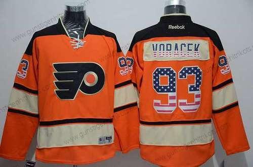 Herren Philadelphia Flyers #93 Jakub Voracek Reebok ersatzweise NHL USA Flag Trikots – Orange