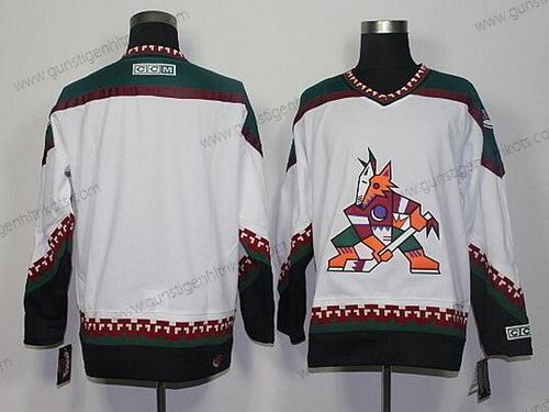 Herren Phoenix Coyotes Leer 1998 CCM Vintage Hockey Trikots – Weiß