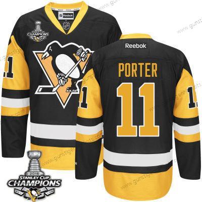 Herren Pittsburgh Penguins #11 Kevin Porter Ausweichtrikot Trikots 2017 Stanley Cup Champions Patch – Schwarz