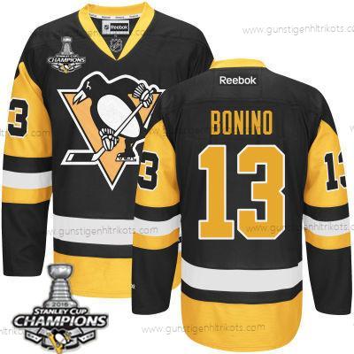 Herren Pittsburgh Penguins #13 Nick Bonino Ausweichtrikot Trikots 2017 Stanley Cup Champions Patch – Schwarz